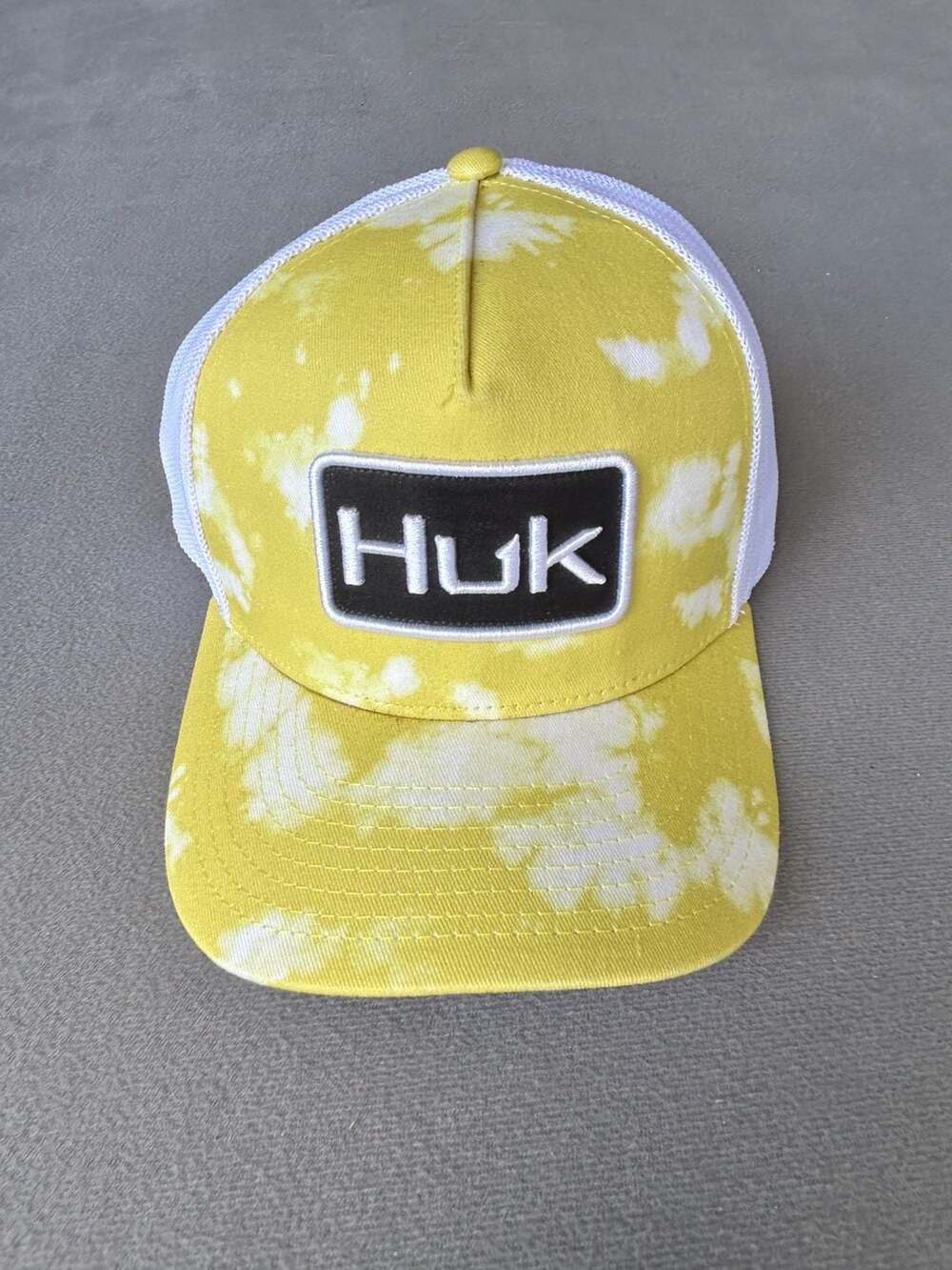 Huk Fishing Performance Headwear Yellow Tie-Dye Snapback Trucker Hat H201